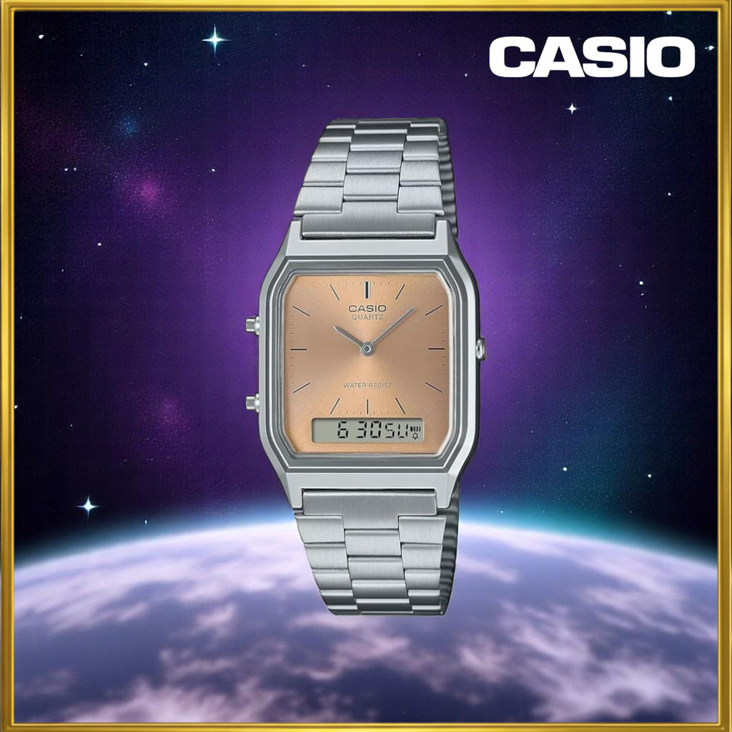 CASIO ANA-DIGI Vintage Series Quartz Dual Time Unisex Wristwatch - AQ ...