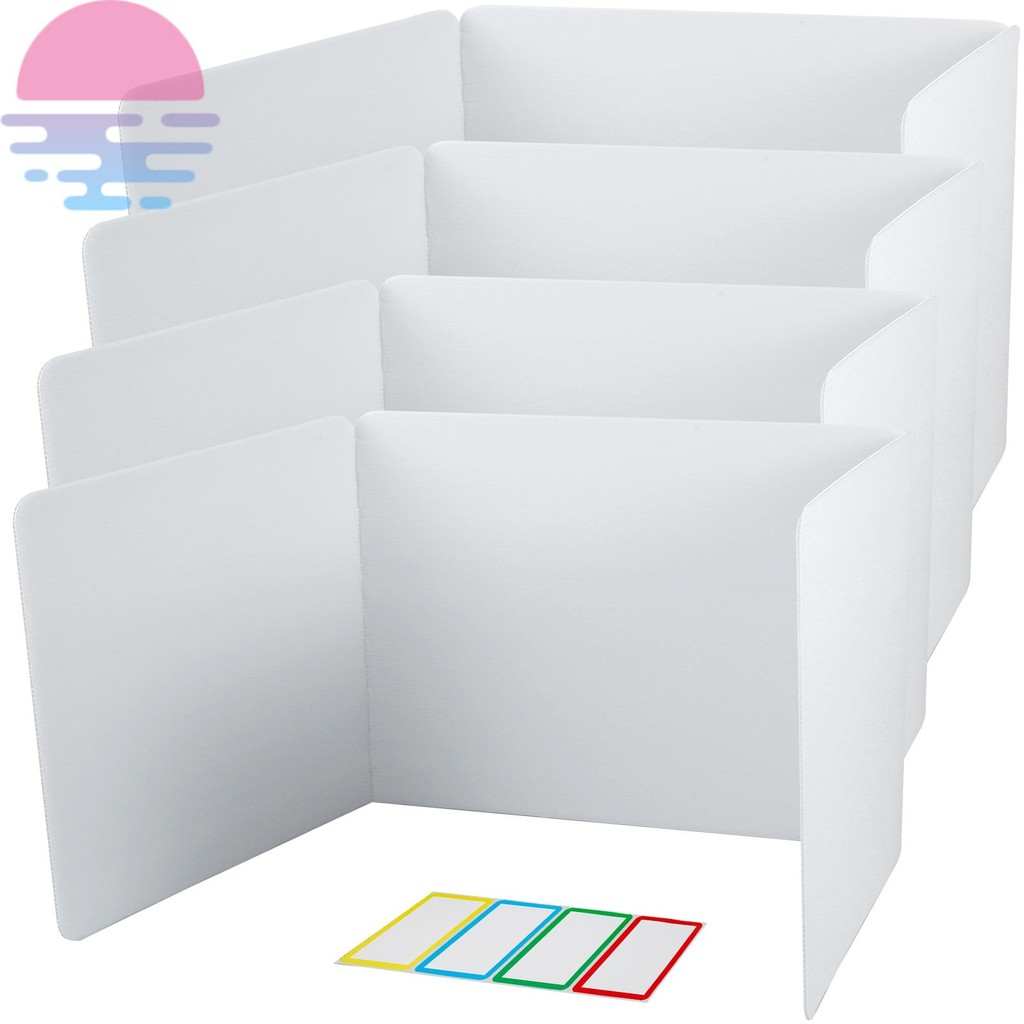 4Pcs Desk Privacy Divider Panel with Labels Reusable PVC Classroom ...