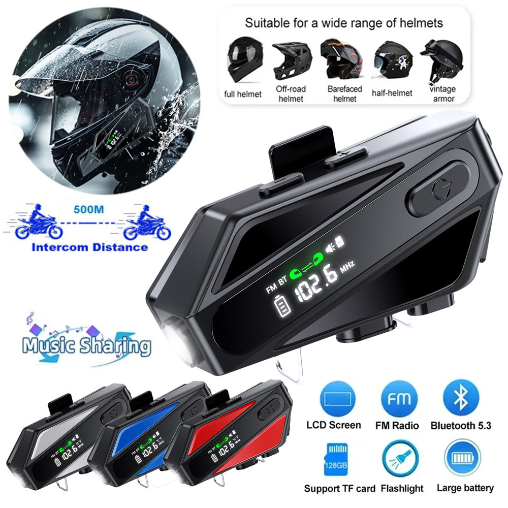 C6 Motorcycle Helmet Bluetooth Intercom Bt5.3 Ip65 Waterproof Intercom ...