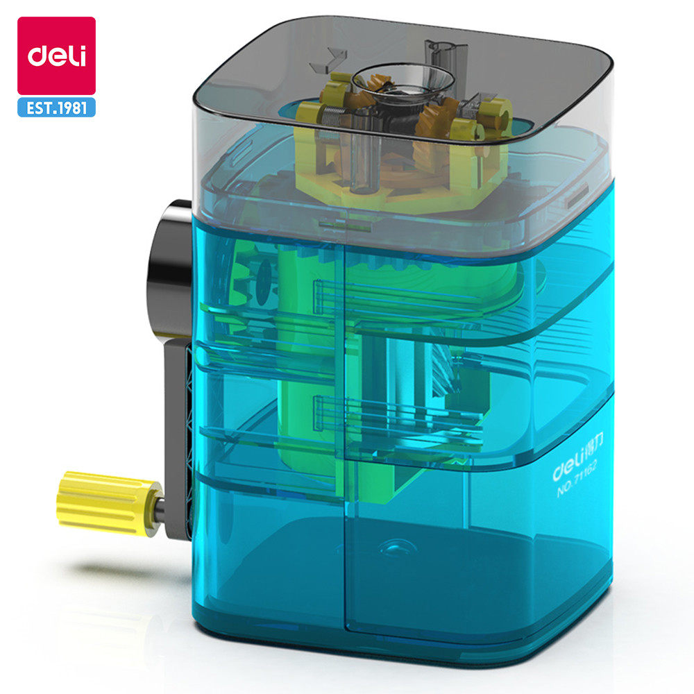 DELI Rotary Pencil Sharpener Transparent Colors Pencil Cutter Office ...