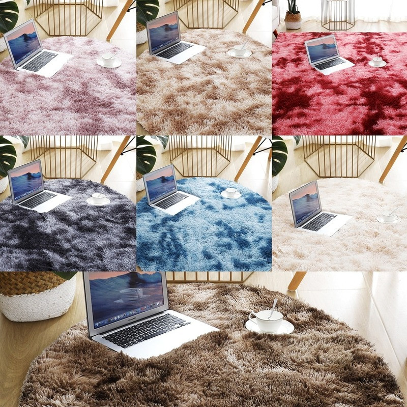 JJ>Round Plush Carpet for Living Room Fluffy Rug Thick Bed Room Carpets ...