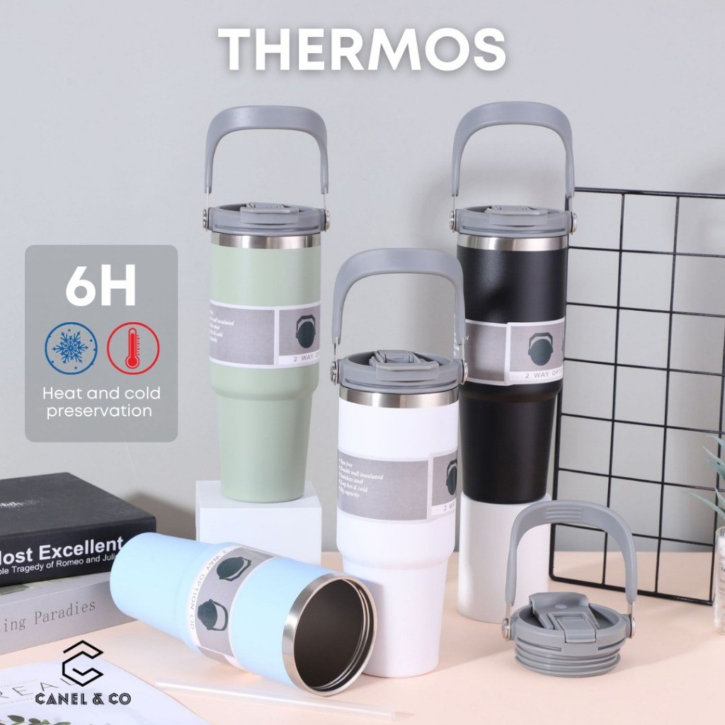900ml 304 Stainless Steel Handheld Thermos Insulated Vacuum Tumbler Hot ...