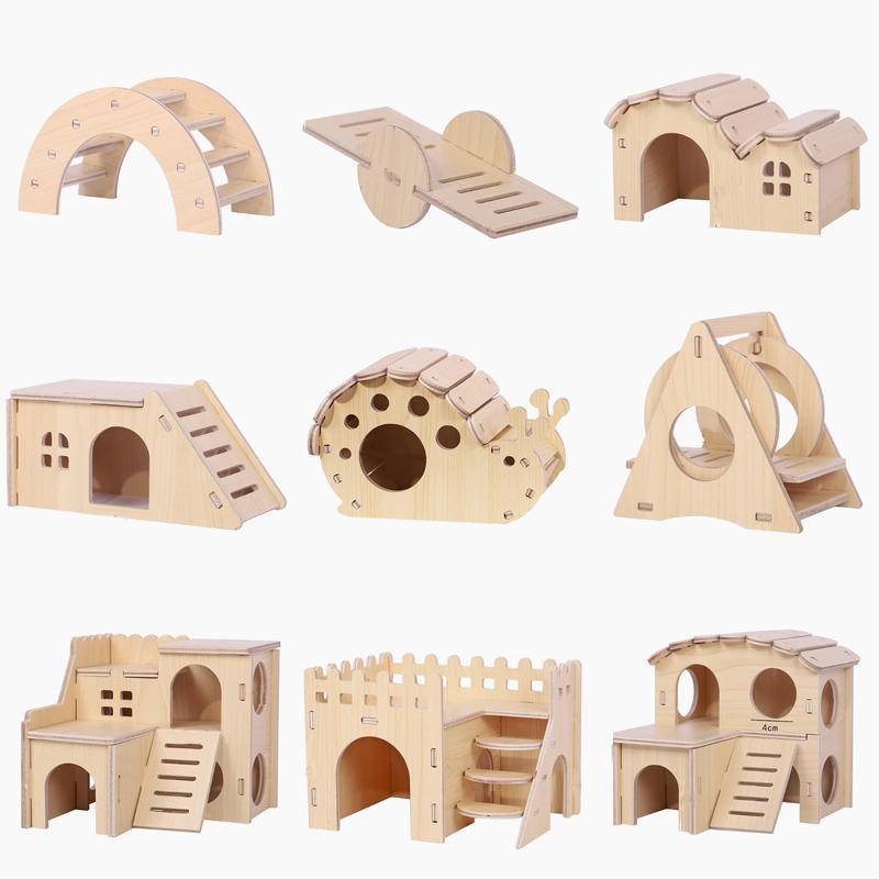Picture of Solid Wood Hamster Wheel Hamster Accessories Cage House Play Platform ...