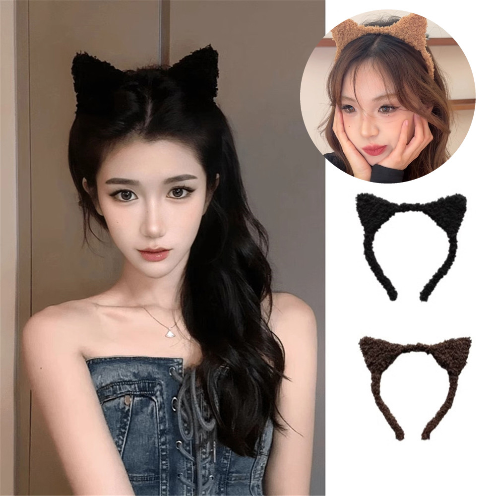 Cute Cat Headband for Women Plush Sweet Cat Ear Hair Accessories Face ...