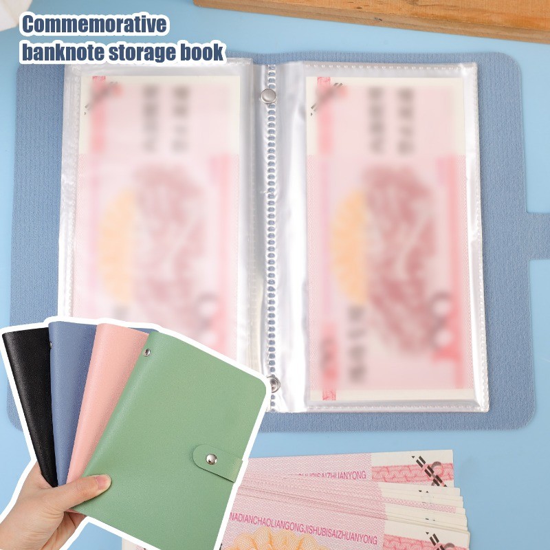50Pages Commemorative Banknote Storage Book - PU Reusable Banknote ...