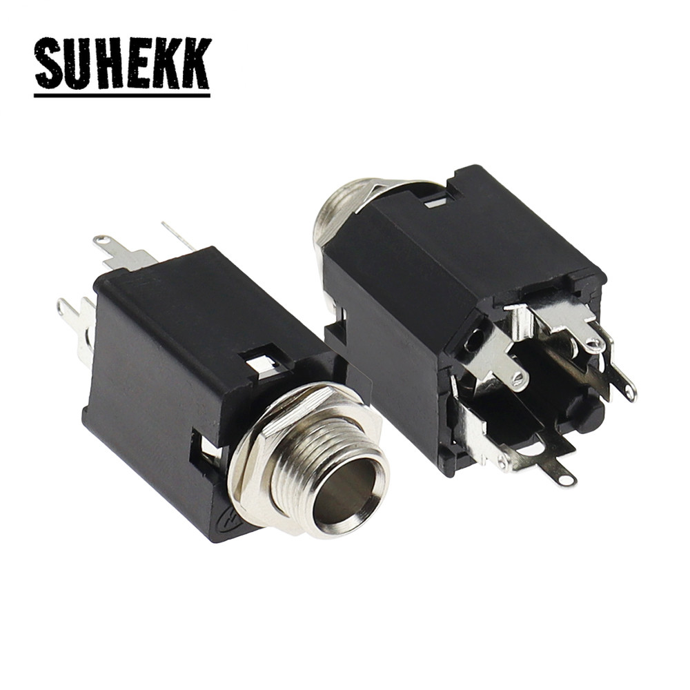 5PCS 6.35mm Audio Plug Sockets PJ-612 5Pin Connector With Screw Nut ...