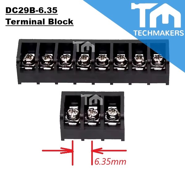 DC29B-6.35 Power Supply Block Terminal Block without Cover 2P 4P 8P 10P TechMakers Screw Terminal Block 6.35mm