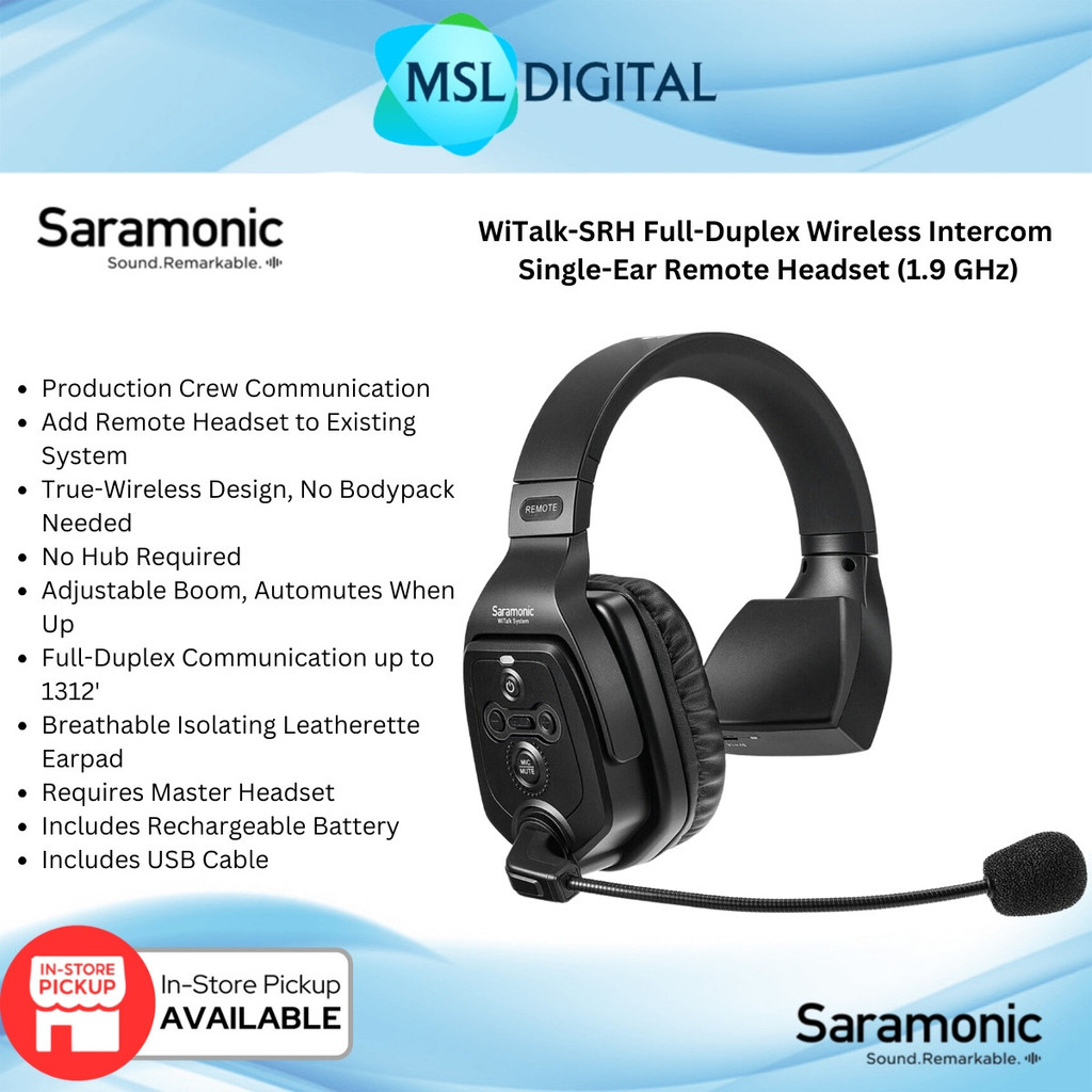 Saramonic WiTalk SRH Full-Duplex Wireless Intercom Single-Ear Remote ...