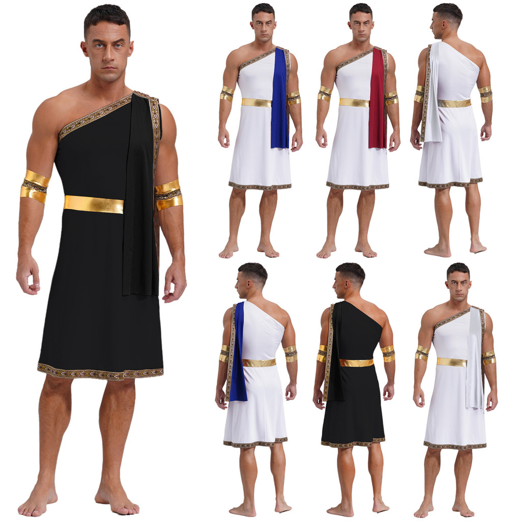 inhzoy Mens Toga Costume Adult Greek God Roman Party Accessories Set ...