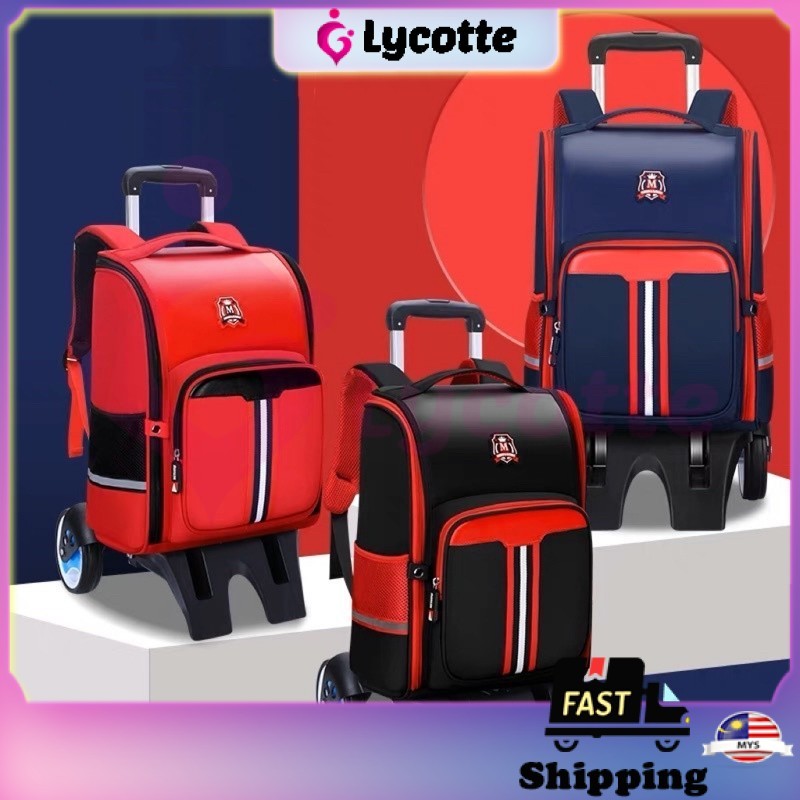 PREMIUM HIGH QUALITY 6-Wheel Korean style big space trolley school bag ...