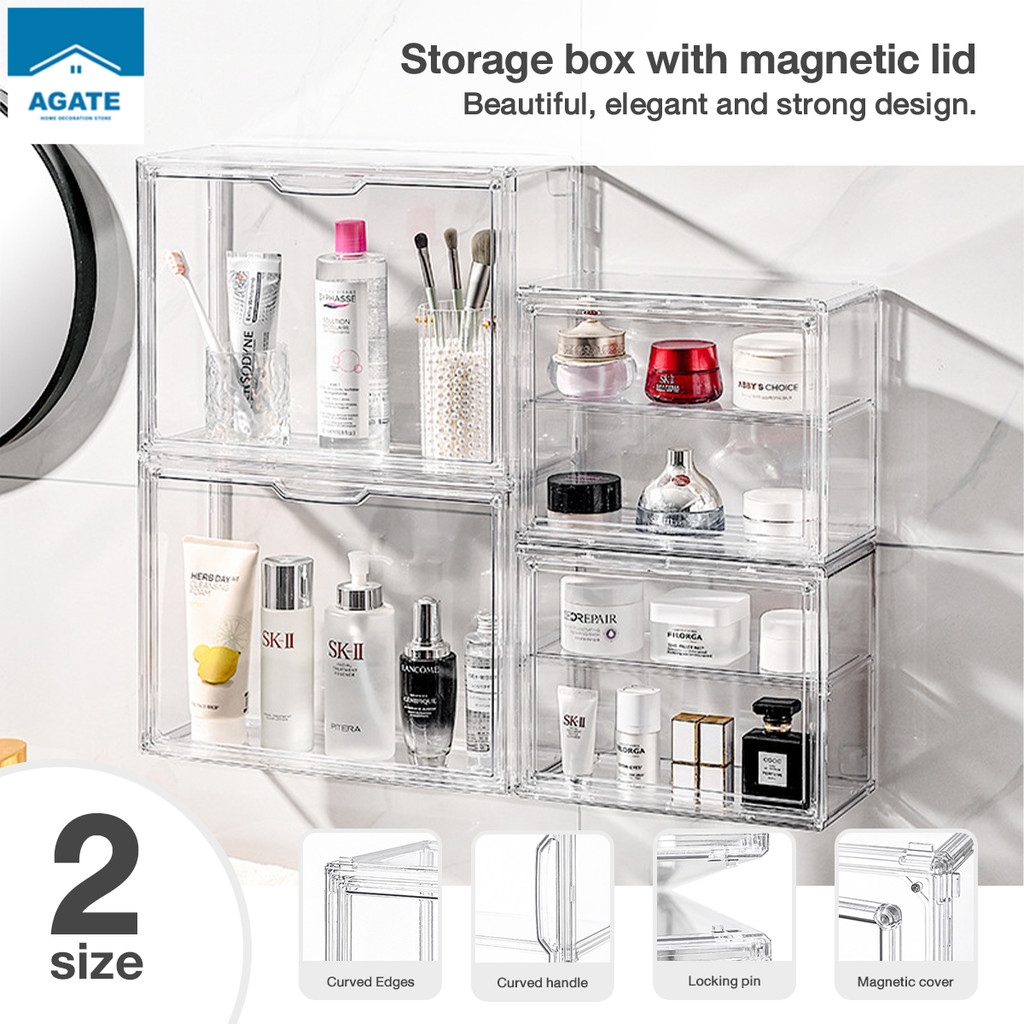 Acrylic display box Stackable Magnetic case Toy model Storage shelf ...