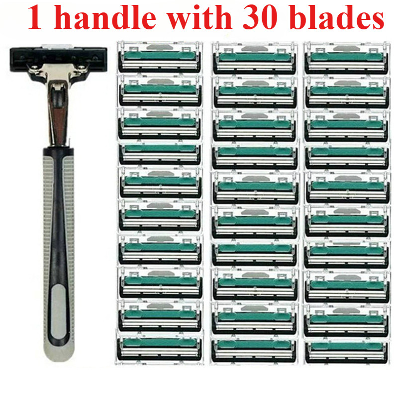 1 Razor Holder 30 Men Razor Blades Shaving Facial Care Men Shaving ...