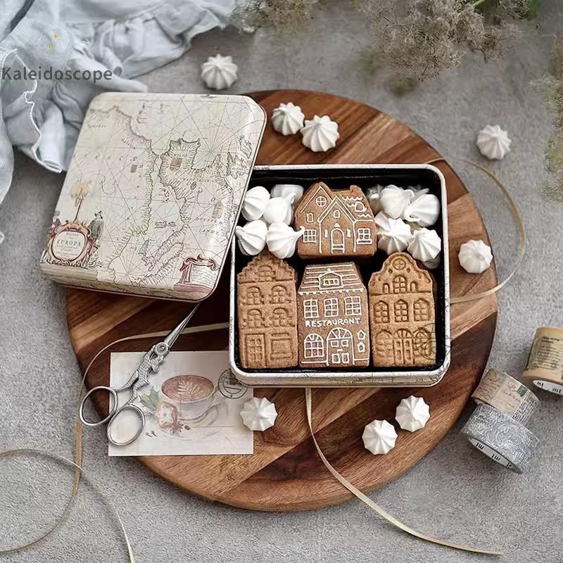 Kaleidoscope 4Pcs Christmas House Pattern Cookie Cutter Biscuit Stamp ...