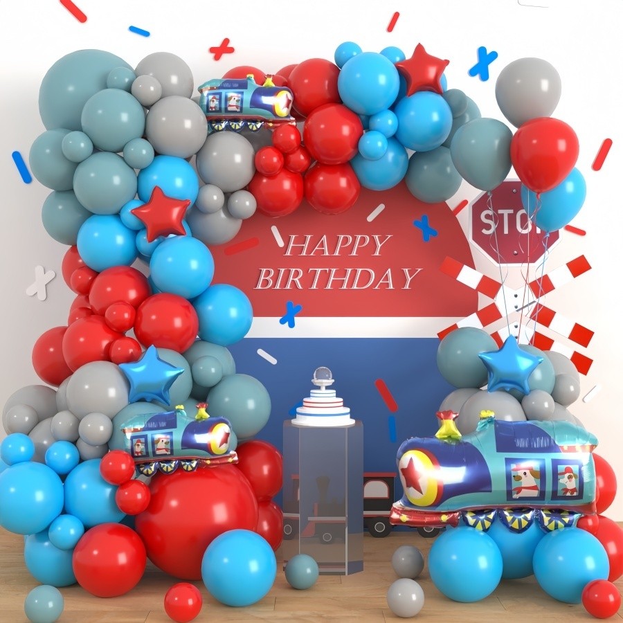 Little Train Theme Balloon Arch Set with Train Foil Balloons, Good for ...
