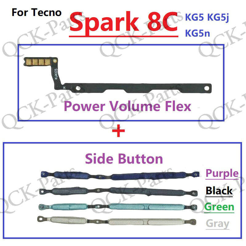 For Tecno Spark 8C KG5k KG5j KG5n Switch Key Power On Off and Volume up ...