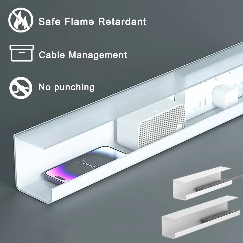 55CM Under Desk Cable Management Wire Organizer Tray Desk Bottom Socket ...