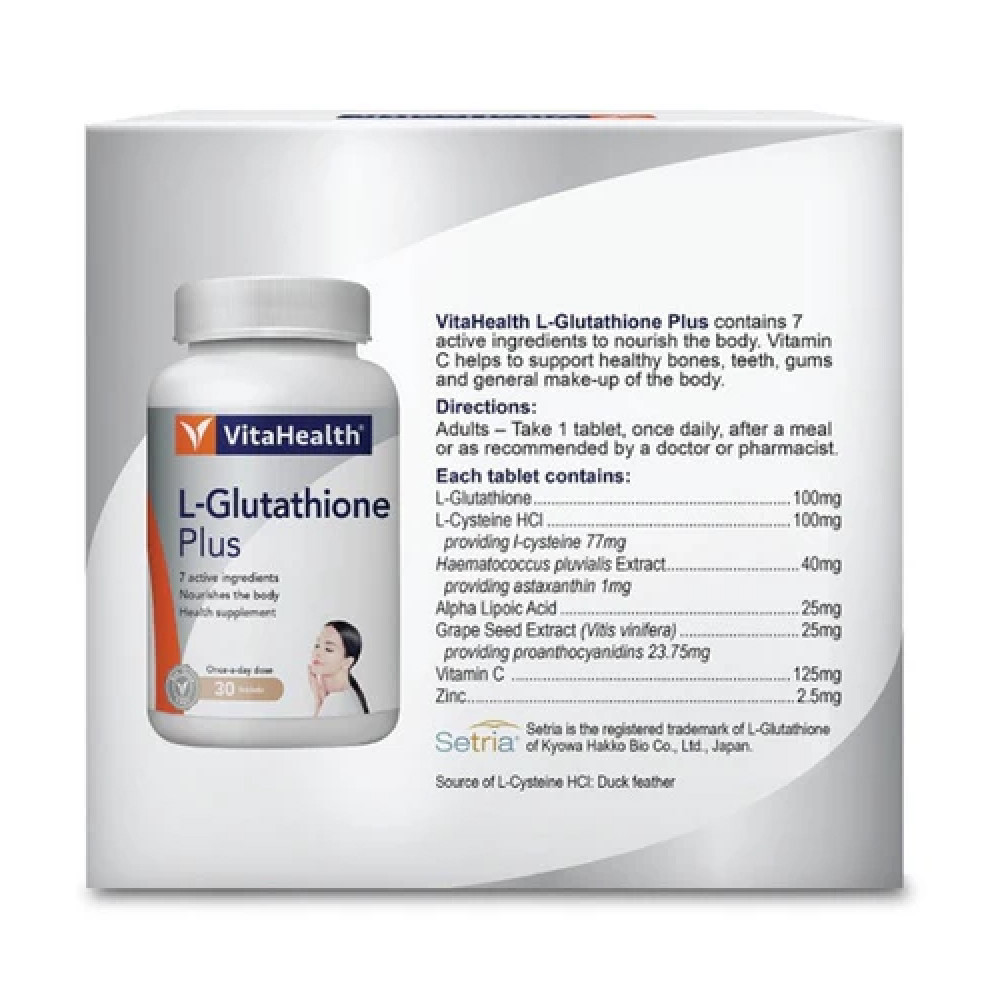 harga vita health l-glutathione Plus L-Glutathione Plus with Setria |