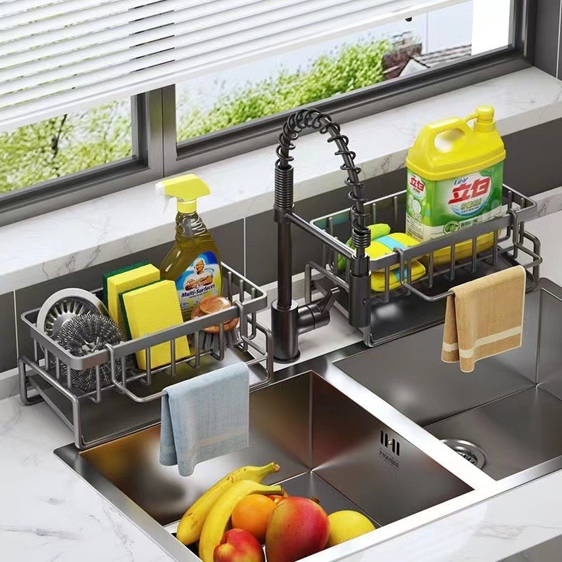 🌠READY STOCK🌠Self-draining Sink Shelf Kitchen Sink Drain Rack Soap ...