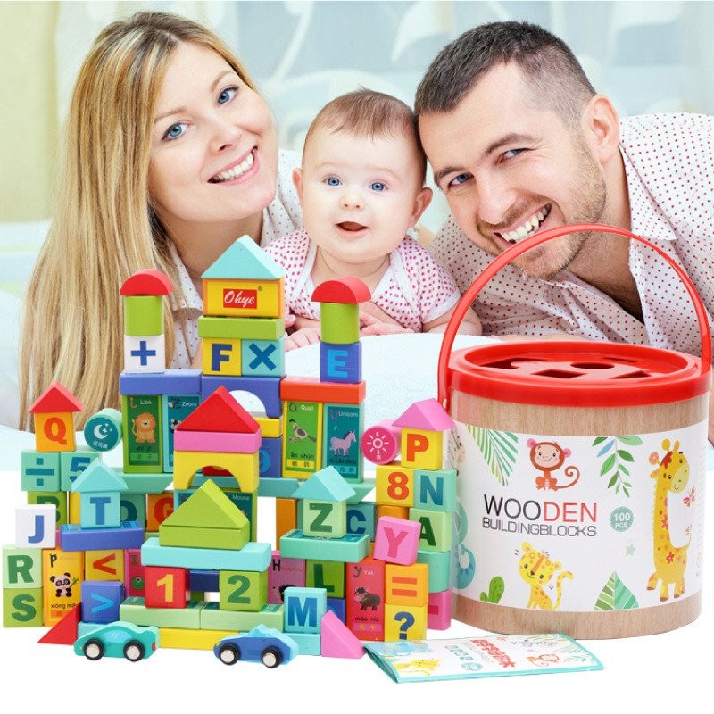 Scene my Children Numbers Children Wooden Building Blocks Letter 100 ...