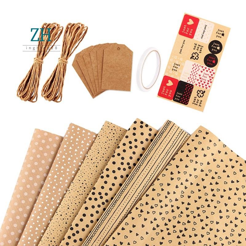 Kraft Gift Wrapping Paper,Birthday Wrapping Paper,6 Sheets Kraft Brown ...