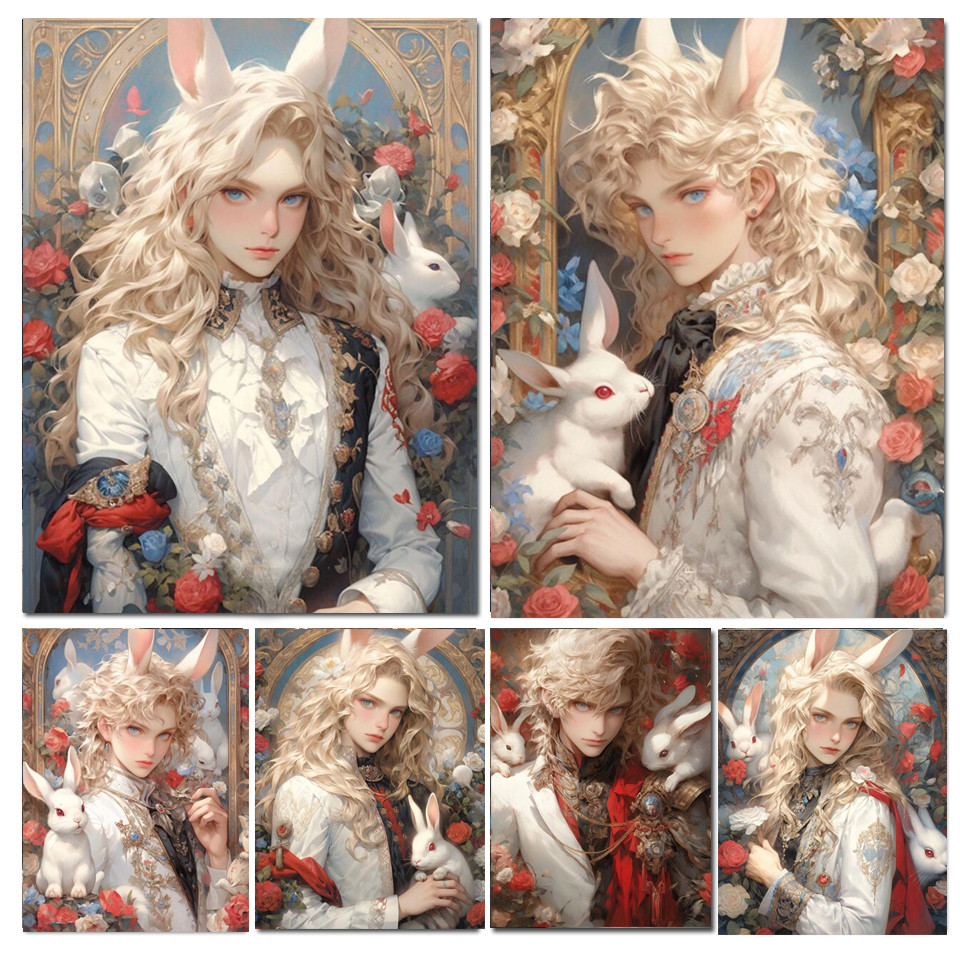 DIY New 5D Anime Prince Diamond Painting Cartoon Boy Rabbit Complete ...