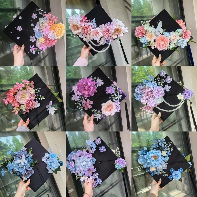 学士帽 精致学士帽成品簪花仿真花大学生毕业照硕士帽拍照女友闺蜜Graduation photo bachelor hat hairpin ...