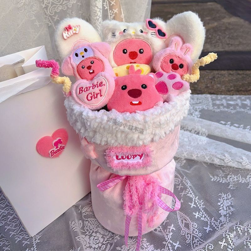 露比loopy花束小海狸玩偶可爱创意生日礼物女生闺蜜毕业圣诞节Ruby Loopy bouquet of small beaver ...