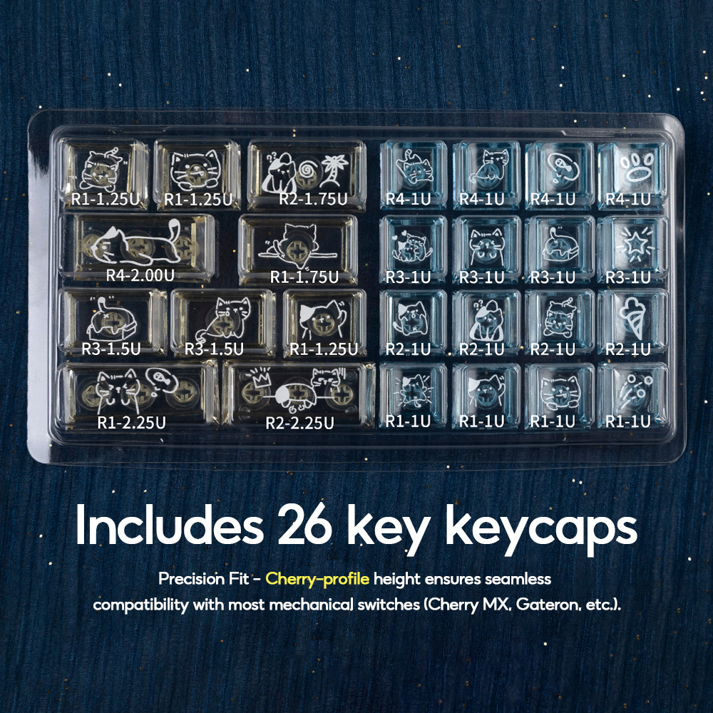 DIY 26-key Set Transparent Keycaps Cherry Profile PC Anti-scratch ...
