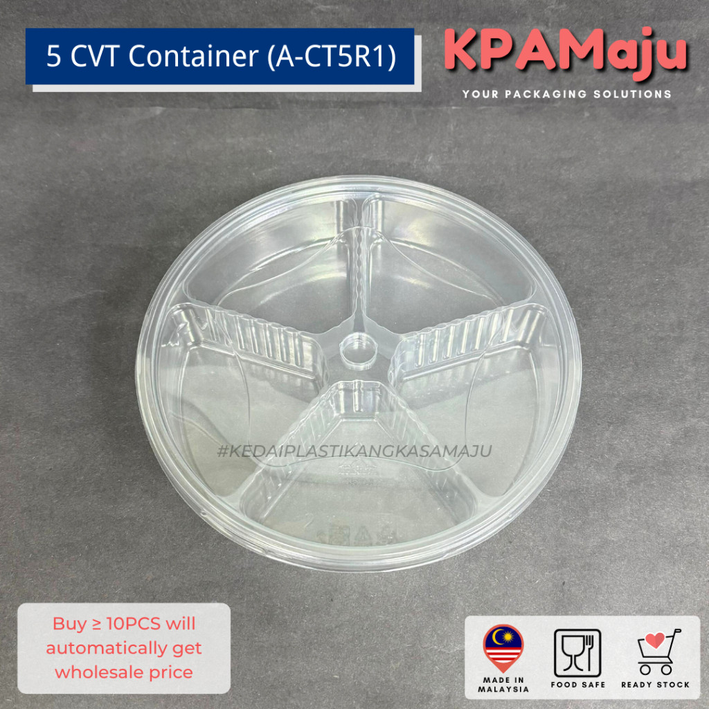 5 Cavity Round Container with Lock (A-CT5R1) - Bekas Kuih Raya / Round ...