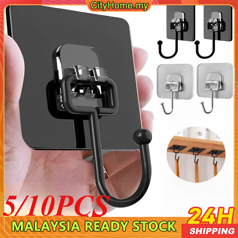 5PCS Self Adhesive Hooks Rotating Waterproof Seamless Strong Sticker ...