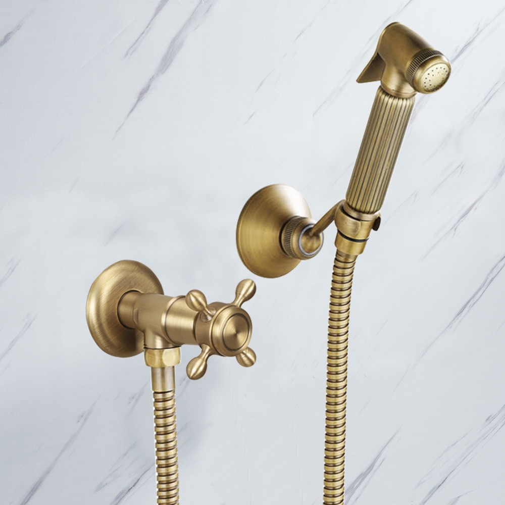 Antique Brass Bathroom Handheld Shower Head Spray Clean Pressurized ...