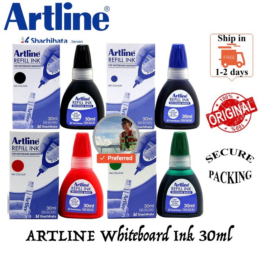 ARTLINE 30ML WHITEBOARD MARKER REFILL INK / WHITEBOARD INK FOR ARTLINE ...