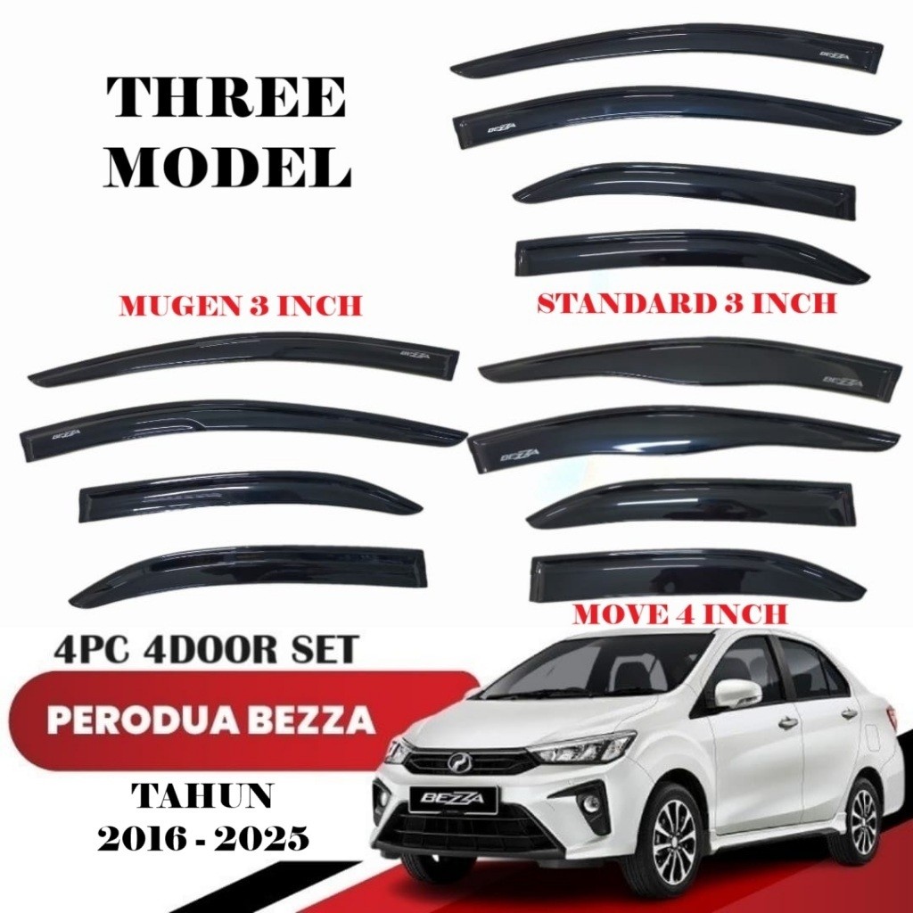 Perodua Bezza Door Visor Air Press Mugen Slim Fit Move Rain Guard ...