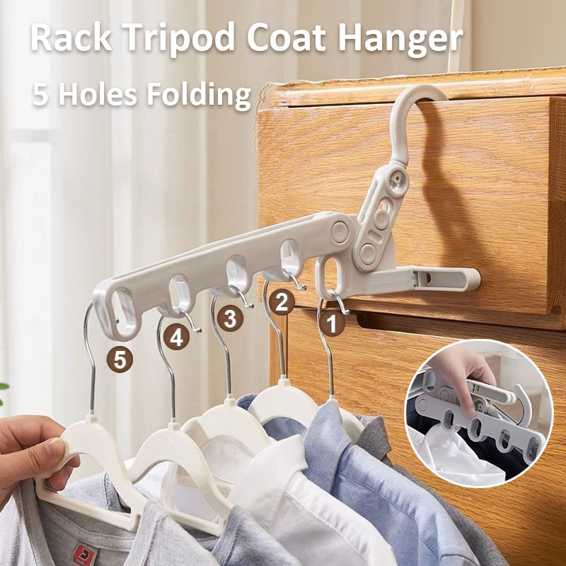 Collapsible Clothes Drying Rack Tripod Coat Hanger 5 Holes Folding ...