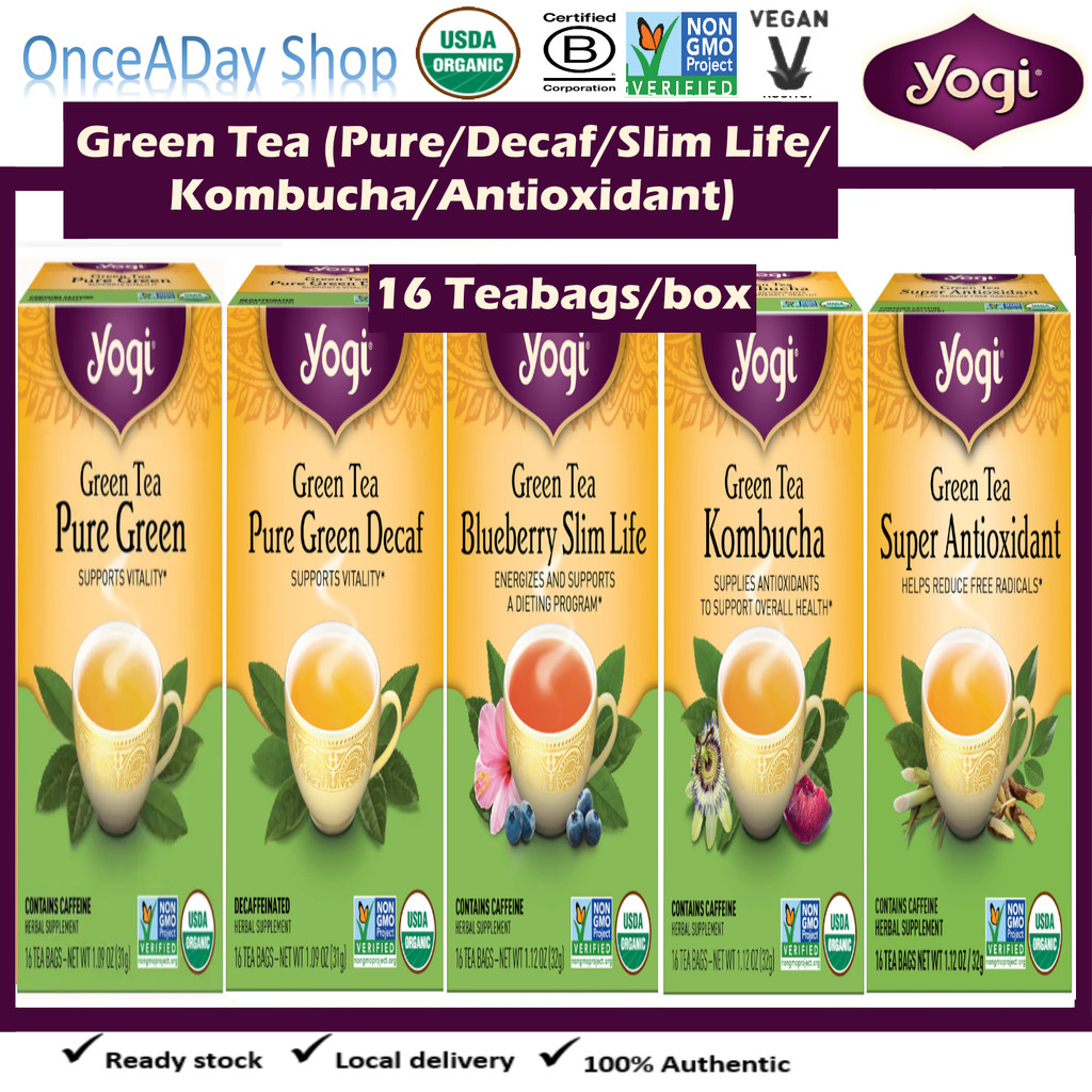 Yogi Tea, Green Tea, Kombucha Tea/ Super Antioxidant Tea/ Blueberry ...