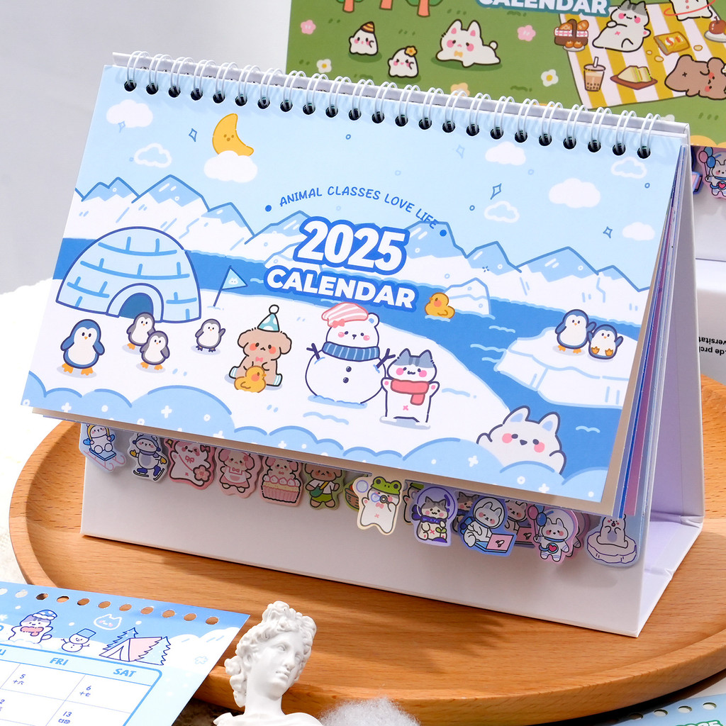 [ready stock]动物小班 台历 2025年 日历 创意ins 桌面 摆件 卡通 儿童 打卡 计划表 月历 Animal Small ...