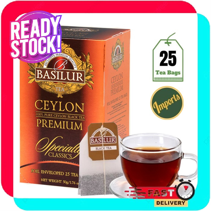 Basilur 100% Pure Natural Ceylon Premium Quality Black Tea 25 Envelope ...