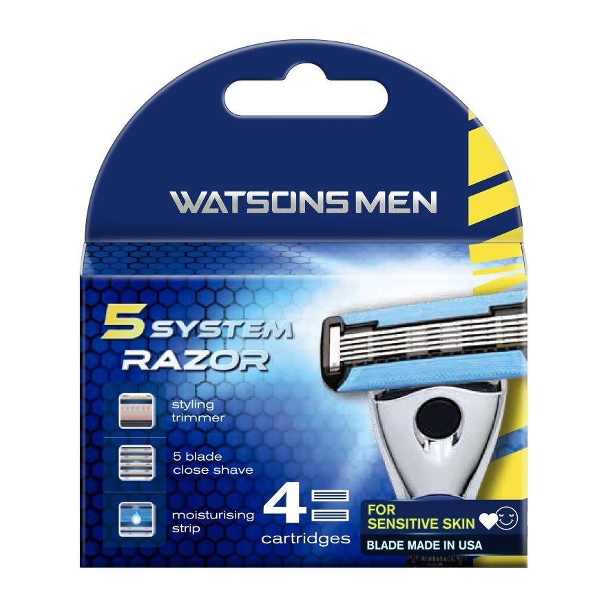 WATSONS MEN Men 5-Blade Razor Cartridge 4S | Shopee Malaysia
