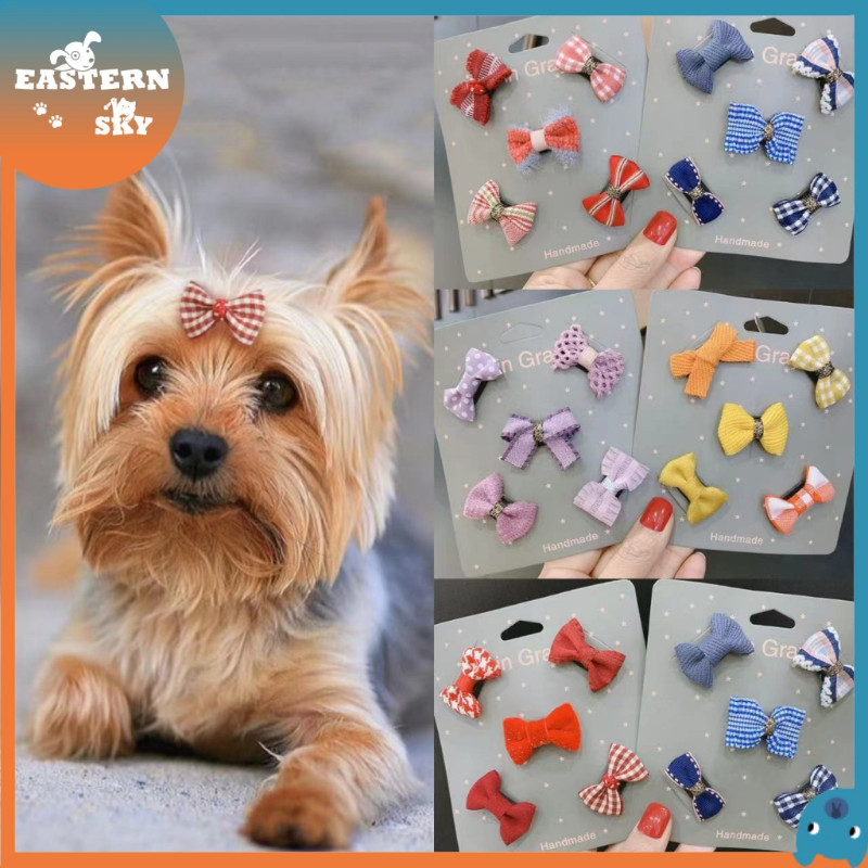 5pcs] Pet Bow Hair Clip Set Dog Head Jewelry Pet Beauty