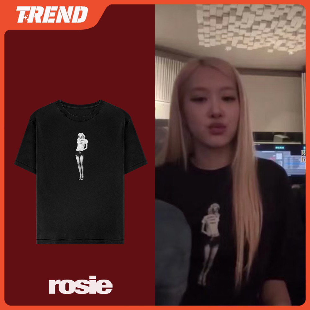 Rosie Rose T Shirt ROSÉ [ROSIE] OFFICIAL MD ROSIE BLACK T-SHIRT