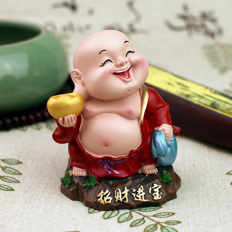 汽车摆件可爱笑佛大肚弥勒佛保平安祝福树脂卡通公仔高档车载饰品Car ornament cute smiling Buddha big ...