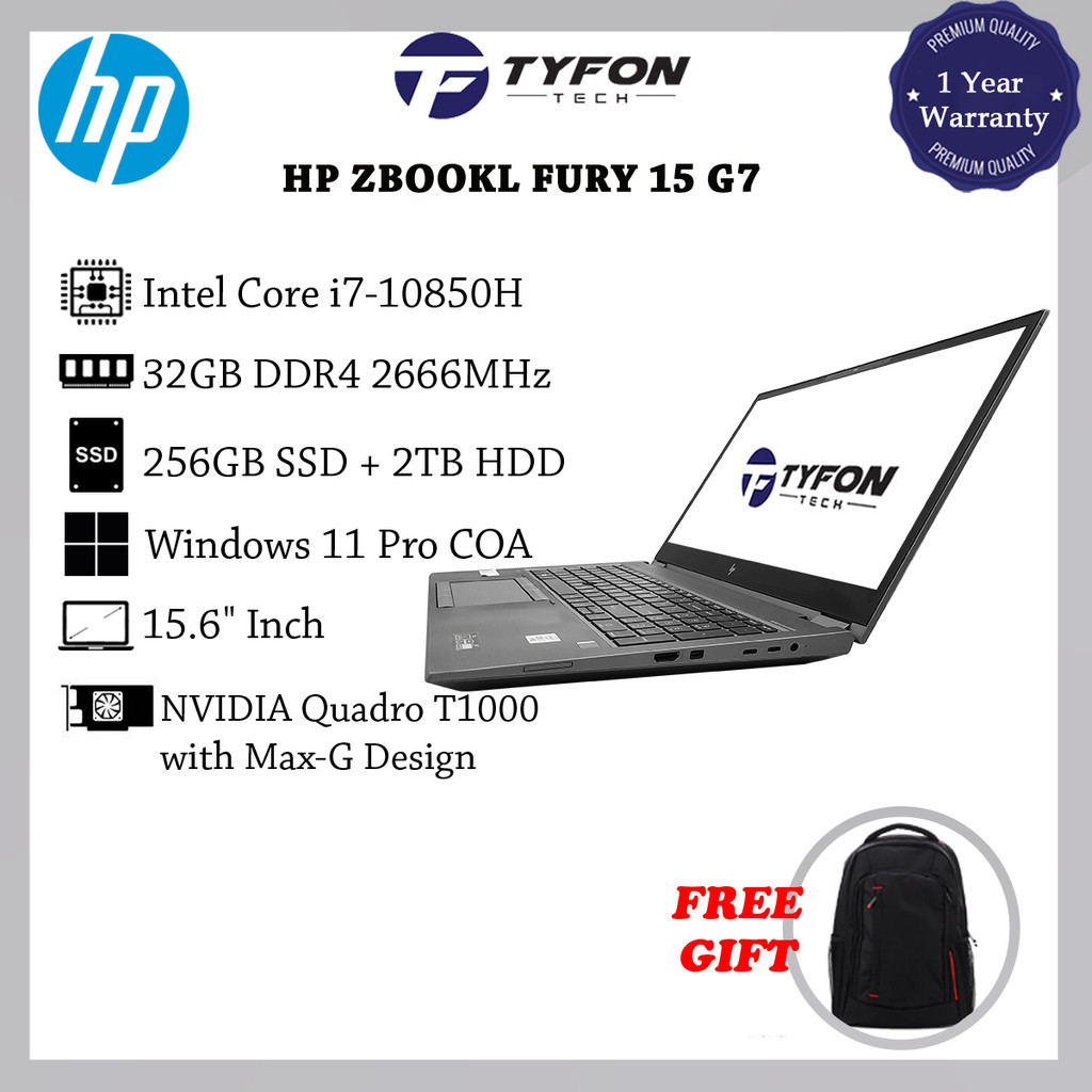 HP Zbook Fury 15 G7 i7-10850H 32GB DDR4 RAM 256GB SSD + 2TB HDD