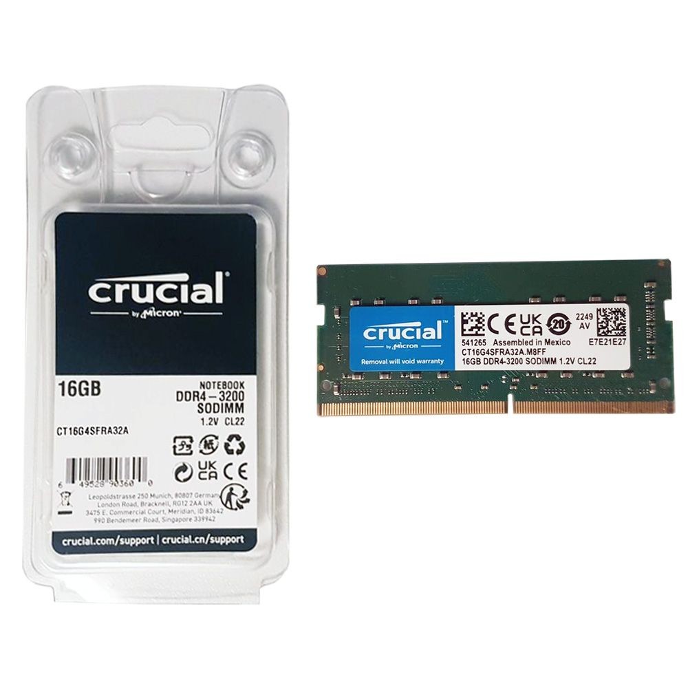 Barrette Mémoire Crucial 16 Go DDR4-3200 SODIMM - Pour PC Portable, Comme Neuve (boîte Ouverte)