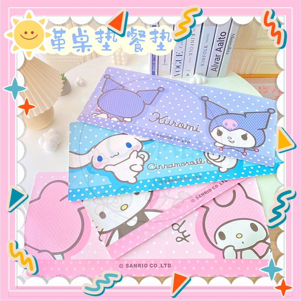 Comel Kids Cartoon Kuromi Melody Cinnamoroll PU Long Table Mat Laptop ...