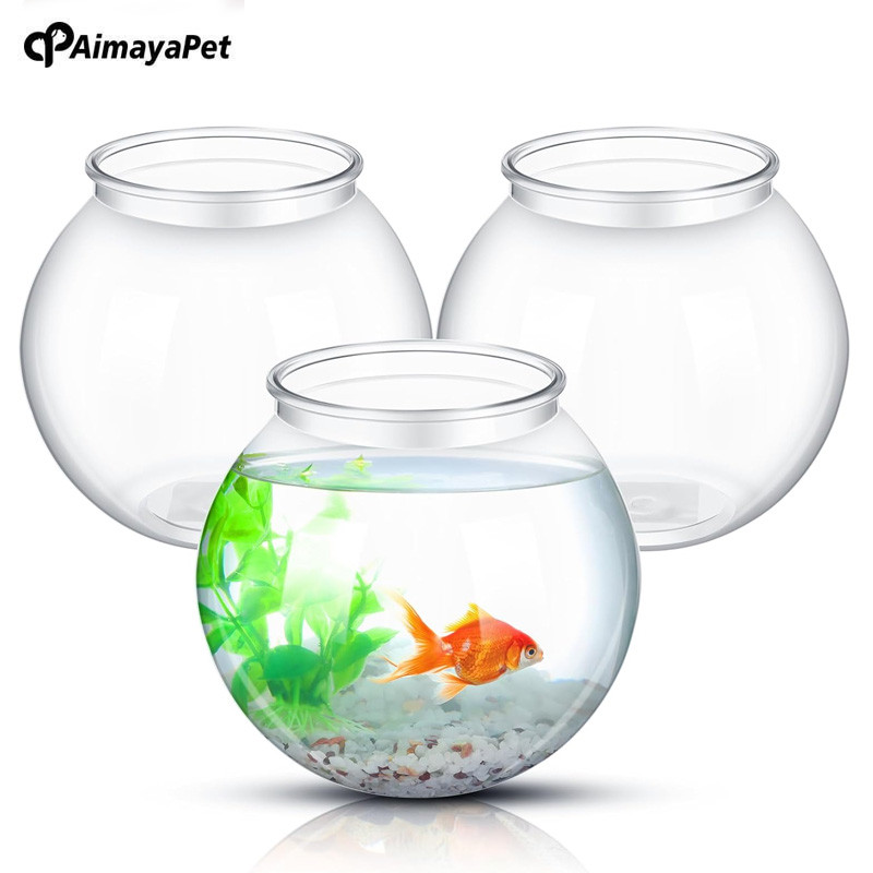 POPETPOP Transparent Fish Bowl Small Anti-fall Tank For Home Decor Aquarium Container For Reptiles Fish Breeding Display