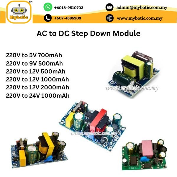 AC to DC Step Down Module (220V to 5V 700mAh/ 220V to 9V, 12V 500mAh ...