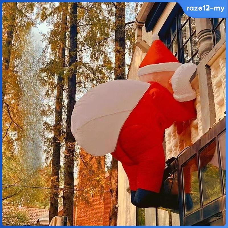 [US plug] Christmas Inflatable Santa Climbing Santa Outdoor Decoration ...