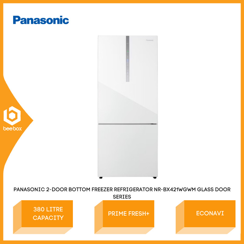 Panasonic 2-door Bottom Freezer Refrigerator Glass Door Series Prime ...