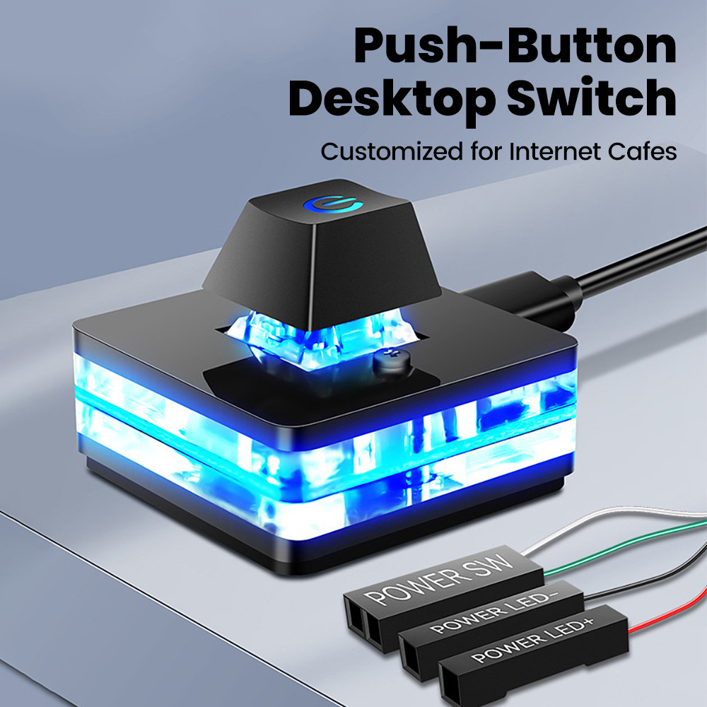 Computer Desktop Switch 1.8M Blue LED Lights PC Motherboard External ...