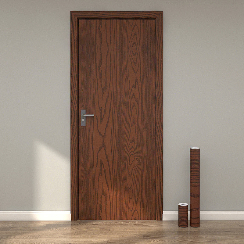 Walnut Wood Grain Sticker Self-Adhesive Door Wooden Door Wardrobe ...